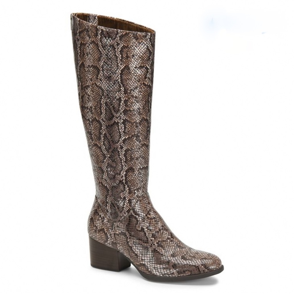 Born Audriana Brown Snakeskin Animal Print Tall Boot